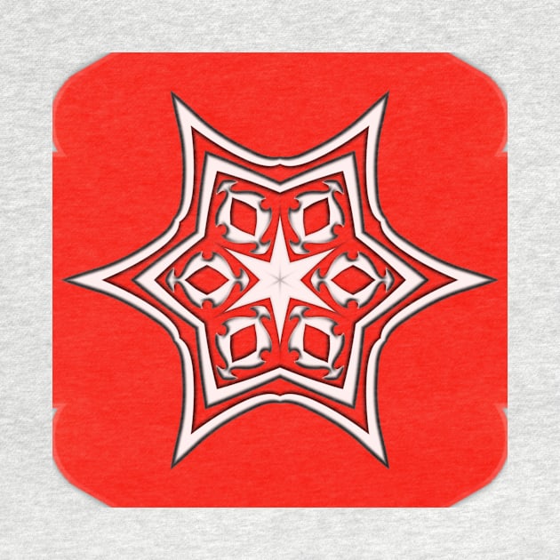 Bright Red Kaleidoscope Pattern (Seamless) 4 by Swabcraft